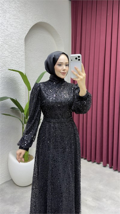 Maral Pullu Abiye 6653 Siyah