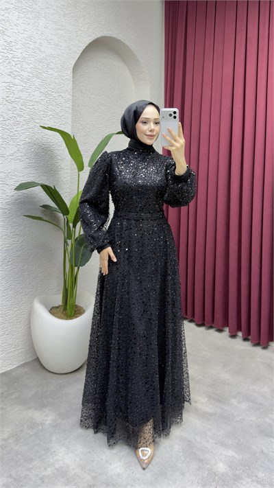Maral Pullu Abiye 6653 Siyah