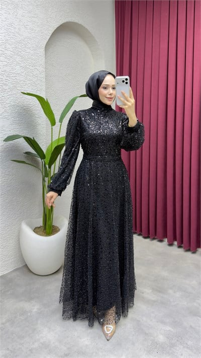 Maral Pullu Abiye 6653 Siyah
