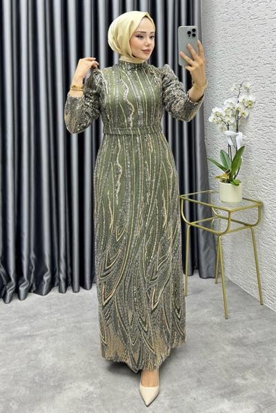Maria Işıltılı Kalem Abiye 6644 Haki