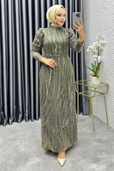 Maria Işıltılı Kalem Abiye 6644 Haki