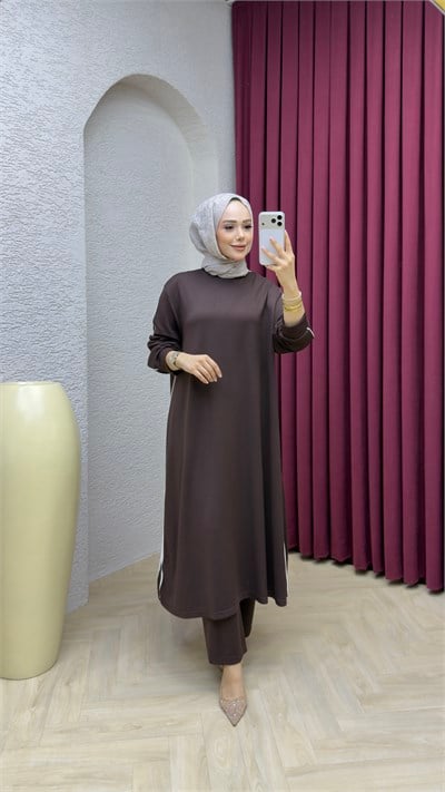 Merve Pantolonlu Takım 2723 Kahverengi