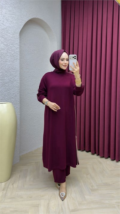 Merve Pantolonlu Takım 2723 Bordo