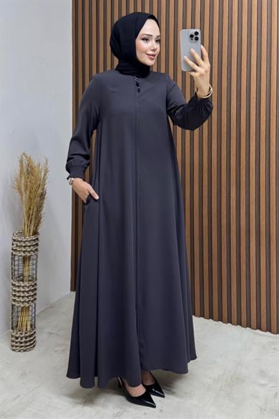 Mevlana Medine İpeği Ferace 1001 Antrasit