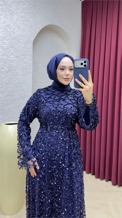 Meyra Payet Abiye 1036 Lacivert