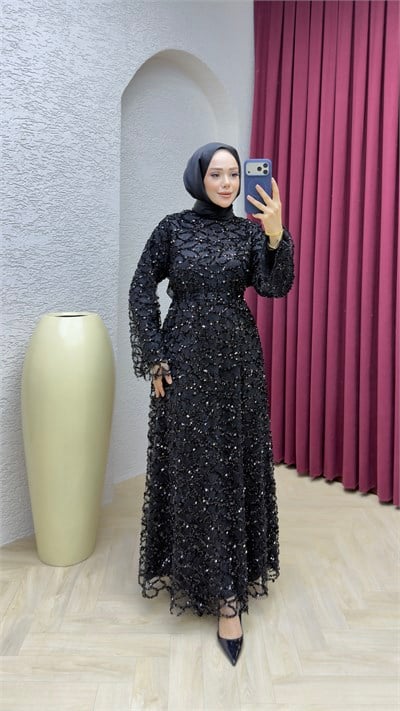 Meyra Payet Abiye 1036 Siyah