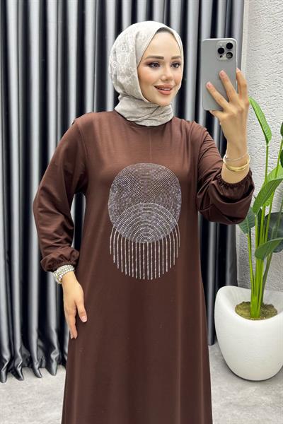 Sarnıç Elbise 3443 Kahverengi