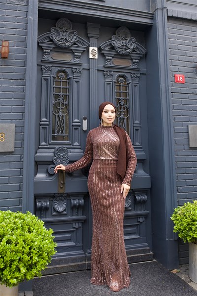Tuana Balık Abiye 1017 Kahverengi