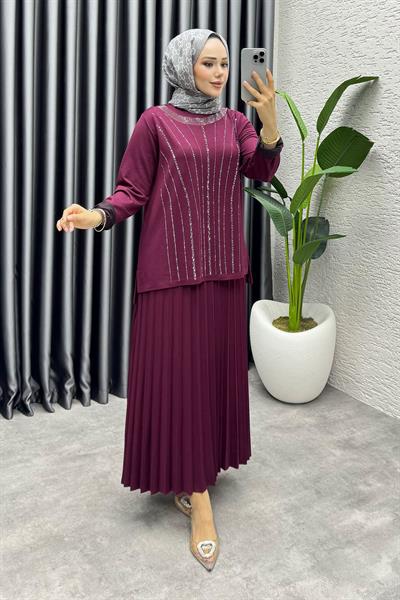 Zümra Etekli Takım 3423 Bordo
