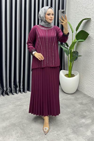 Zümra Etekli Takım 3423 Bordo