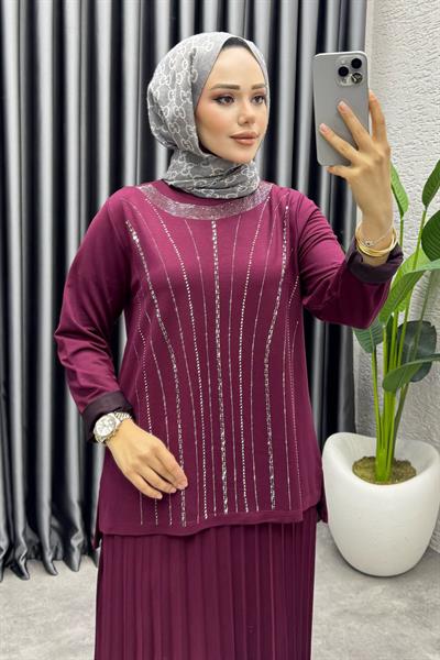 Zümra Etekli Takım 3423 Bordo