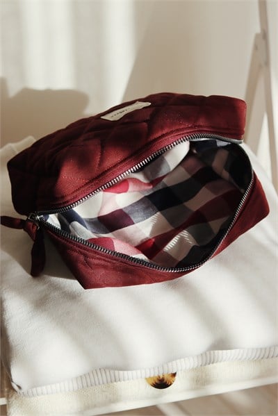 BORDO GABARDİN MAKYAJ ÇANTASI & CLUTCH
