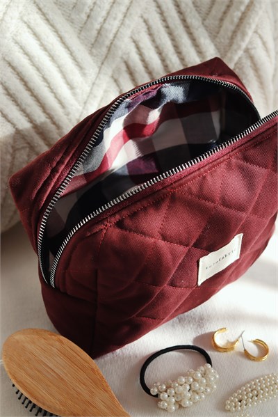 BORDO GABARDİN MAKYAJ ÇANTASI & CLUTCH