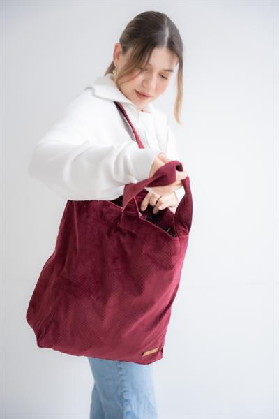 BORDO KADİFE TOTE ÇANTA