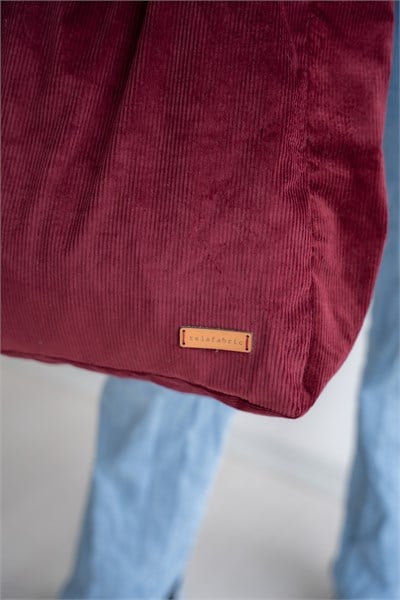 BORDO KADİFE TOTE ÇANTA