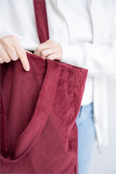 BORDO KADİFE TOTE ÇANTA