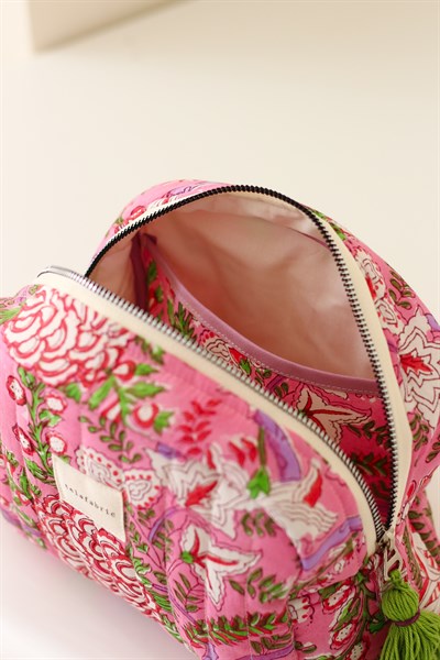 HİNT KUMAŞI MAKYAJ ÇANTASI & CLUTCH *pudra çiçekli*