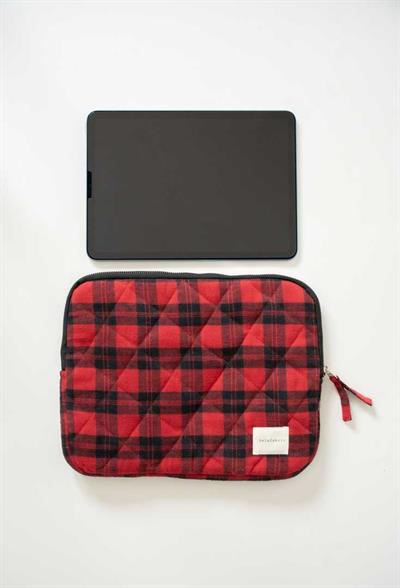 KIRMIZI SİYAH EKOSE EL YAPIMI iPAD VE TABLET ÇANTASI