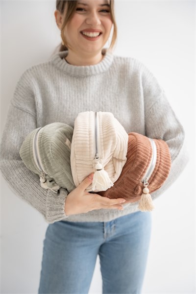 ORGANİK PAMUK KADİFE MAKYAJ ÇANTASI & CLUTCH – TARÇIN
