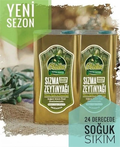 YEPYENİ SEZON! OLEİKA 2 ADET 5 LİTRE ERKEN HASAT DOĞAL SIZMA ZEYTİNYAĞI