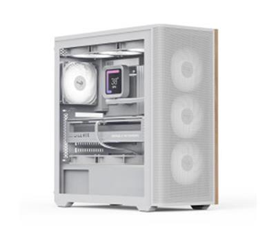 Aerocool AE D501A WH 4x12cm  Fanlı Ahşap Ön Panel Tempered Cam Yan ve Mesh Ön Panel, USB Type-C,ATX