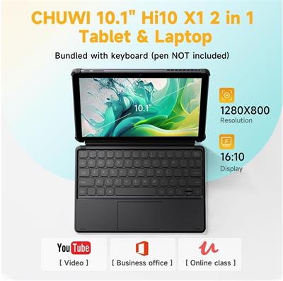 Chuwi Hi10 X2 Intel Core i3 10100Y 8GB DDR5 RAM 256GB Siyah 2in1 W11 10.1