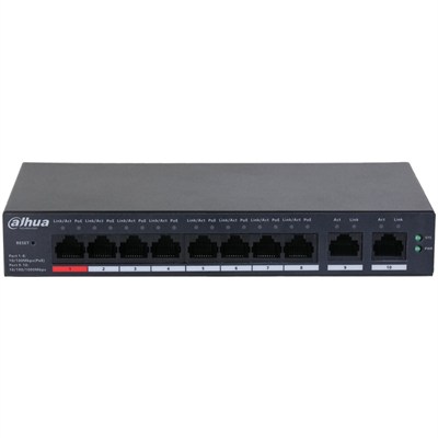 DAHUA CS4010-8ET-110 8 PORT 10/100 110W POE + 2 PORT GIGABIT UPLINK CLOUD YÖNETİLEBİLİR METAL KASA SWITCH