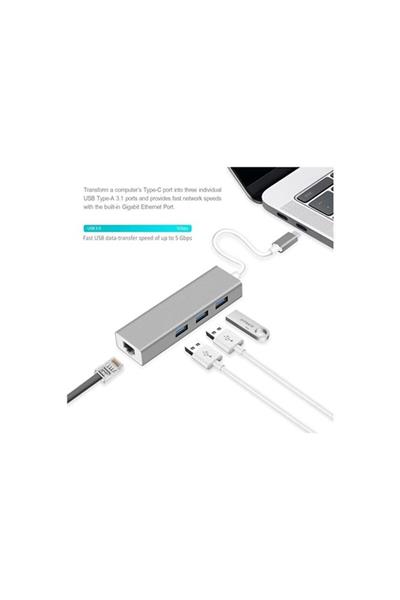 Daytona Fc05 Type-C to 3-Usb 3.0 Gigabit Ethernet Rj45 Çevirici