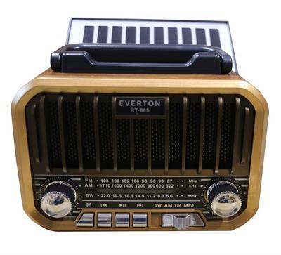 Everton RT-685  Şarjlı,Solarlı  Nostaljik Radyo ( Bluetooth-USB-SD-FM)
