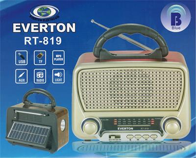 Everton Rt-819 (Solar Güneş Panelli) Bluetooth Fm-Usb-Tf Card-AUX Şarjlı Nostaljik Radyo El Feneri