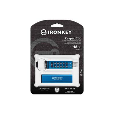 Kingston IKKP200-16GB 16GB IronKey Keypad 200, FIPS 140-3 Lvl 3 (Pending) Flash Bellek