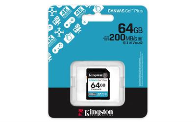 Kingston SDG4-64GB 64GB SDXC Canvas Go Plus Gen4 200MB-s C10 UHS-I U3 V30 Hafıza Kartı