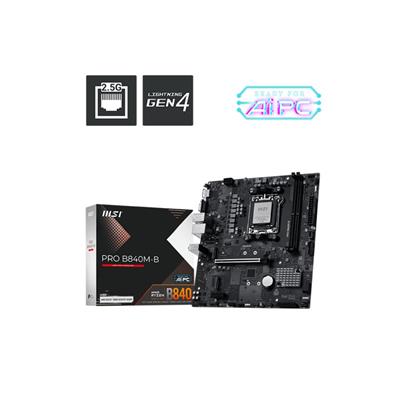 MSI PRO B840M-B DDR5 8000MT/S 1XHDMI 2XM.2 USB-C AM5 MATX (AMD AM5 9000/8000/7000 SERİLERİ İLE UYUMLU)
