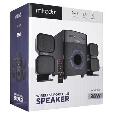 Mikado MD-360BT 2+1 38W BT-AUX-USB-FM-LED Ekran Multimedia Speaker Kumandalı