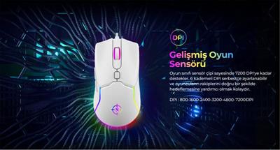 North Air White RGB Kablolu Profesyonel Oyuncu Mouse