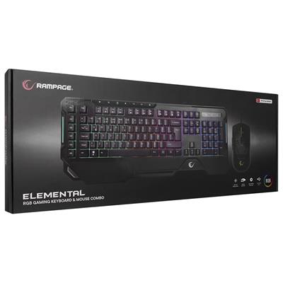 Rampage KM-R96 ELEMENTAL Siyah RGB  Q Oyuncu Multmedia Klavye ve 7200dpi Mouse Gaming Set