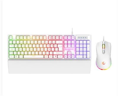 Rampage KM-RX7 FORTUNA V2 Gökkuşağı Aydınlatmalı USB Beyaz  Combo Q Gaming Klavye + 12800 dpi Mouse