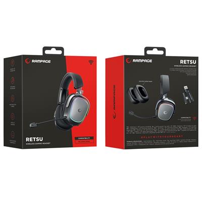 Rampage RETSU Siyah-Gri Kablosuz 2.4G+ Bluetooth Earpad Mikrofonlu Oyuncu Kulaklığı