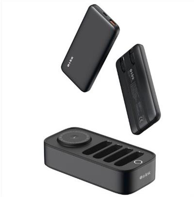 S-link IP-DS40 4 Adet 10000mAH Powerbank li  15W Kablosuz Şarj Siyah Taşınabilir Şarj İstasyonu