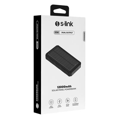 S-link P120 12000mAh PRM 2-USB+Type-C  Siyah Taşınabilir Pil Şarj Cihazı Powerbank