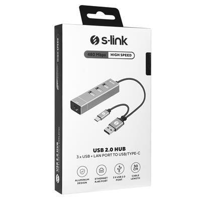 S-link SW-U222 10-100Mbps Type-C & USB 2.0 Usb Ethernet Adaptör