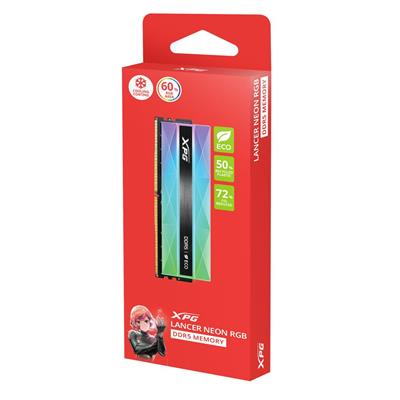 XPG 16GB Lancer Neon RGB DDR5 6400MT-s CL 32-39-39 1.4V Soğutuculu PC Ram