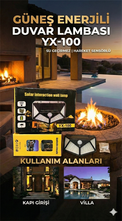 100 Led DIŞ Mekan Solar Aydınlatma Fotoselli Solar Lamba Hareket Sensörlü