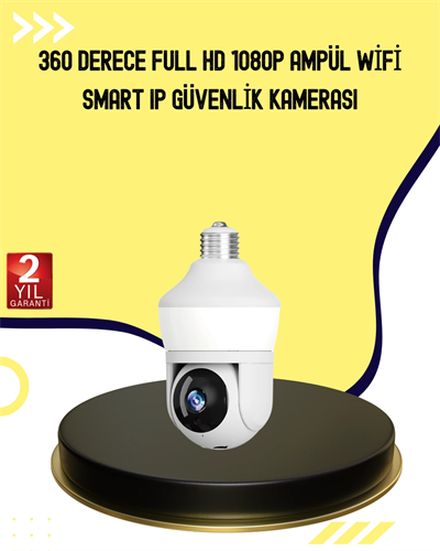 1080P Görüntü Kaliteli Wi-Fi Ampul Tipi Güvenlik Kamerası