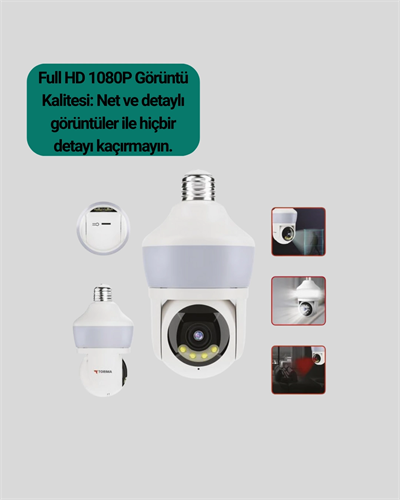 1080P Görüntü Kaliteli Wi-Fi Ampul Tipi Güvenlik Kamerası