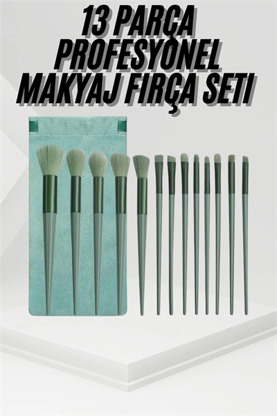 13 Parça Taşınabilir Kılıflı Profesyonel Makyaj Fırça Seti Pudra Allık Fondöten Fırçası