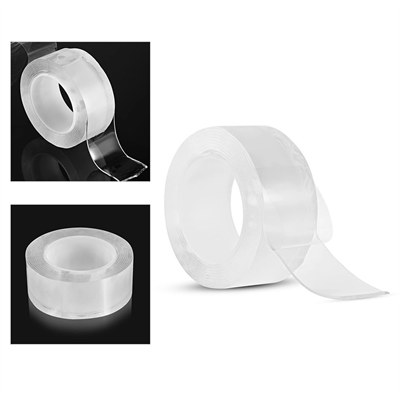 2 metre x 3 cm Şeffaf Güçlü Nano Çift Taraflı Silikon Jel Yapıştırıcı Bant