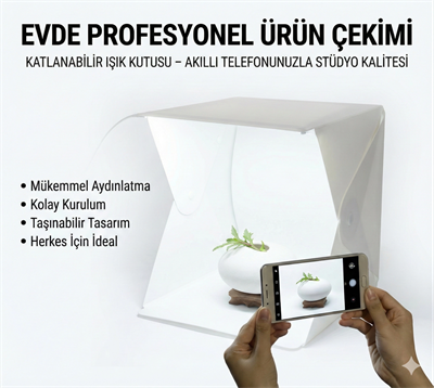20 x 20 CM Profesyonel Stüdyo Led Işıklı Çift Sıra Ürün Fotoğraf Çekim Çadırı