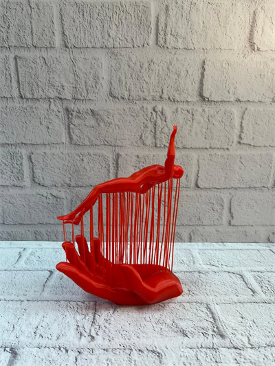 3D El Formlu İnsan Figürü Kırmızı Soyut Tasarım Dekoratif Biblo 12x18 cm