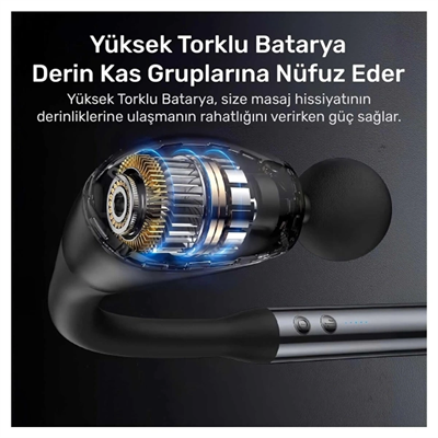 4 Başlıklı Uzun Saplı Ergonomik Profesyonel Sporcu Masaj Tabancası
